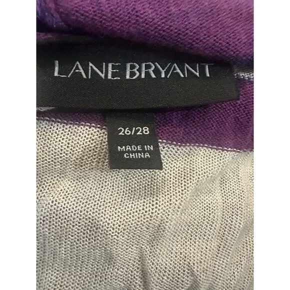 Lane Bryant Open Front Drape Lightweight Cardigan Purple Striped Plus Size 26/28 - Picture 6 of 11